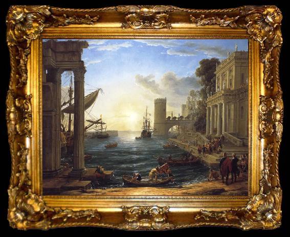 framed  Claude Lorrain Seaport with the Embarkation of the Queen of Sheba, ta009-2